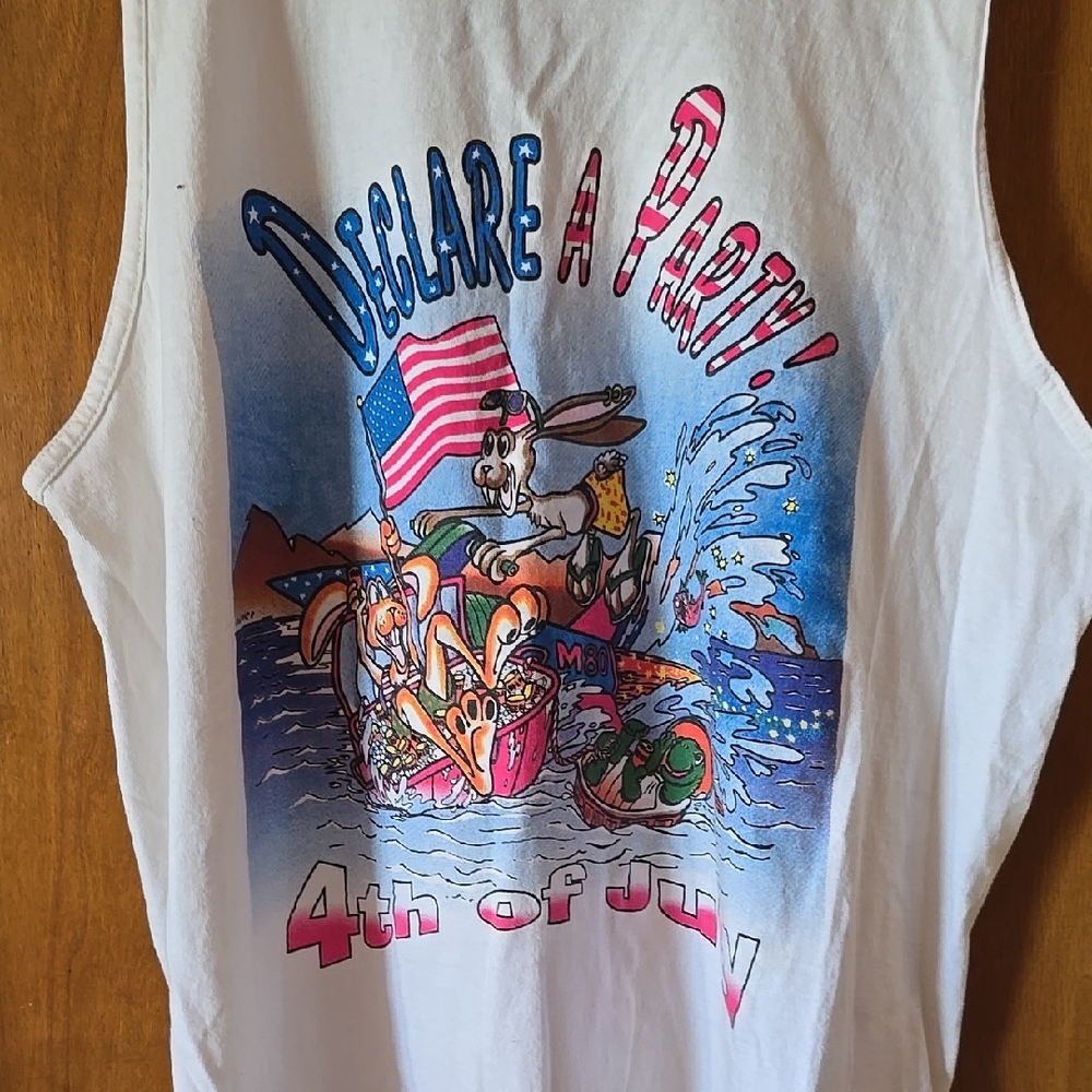 White 4th of July Graphic Tank Top Vintage